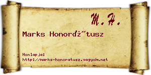 Marks Honorátusz névjegykártya